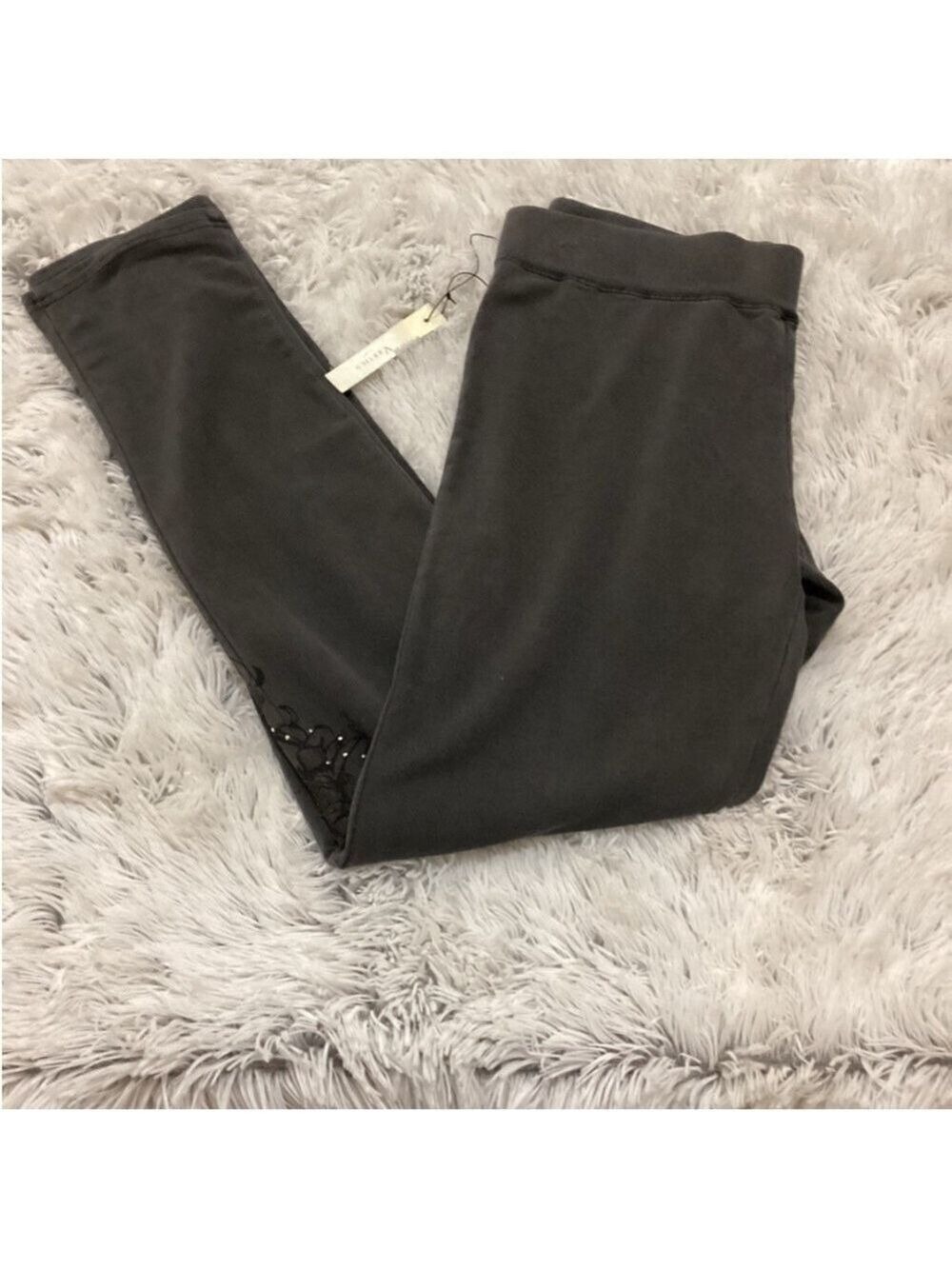 Vertigo Paris pull on pant dark gray with embellished detail Womans XL